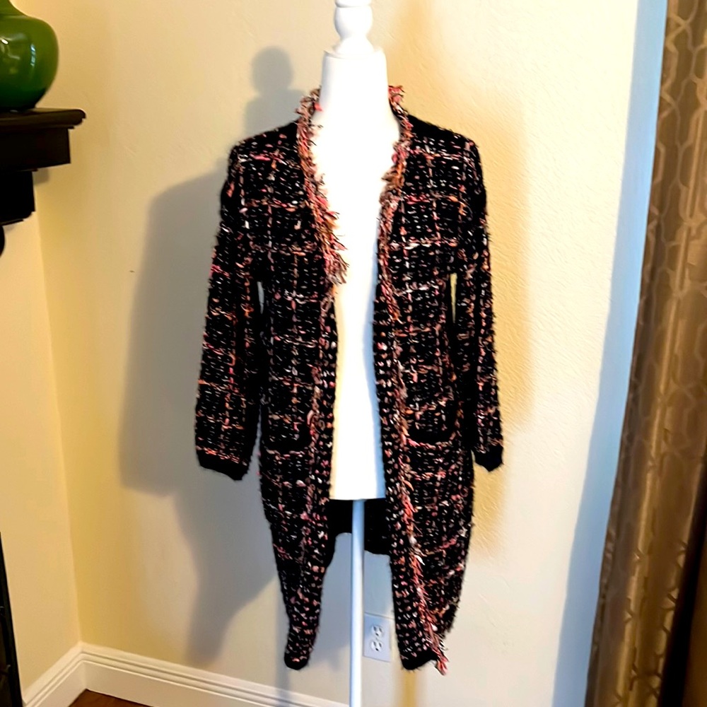 Black and pink Tweed Sweater Jacket